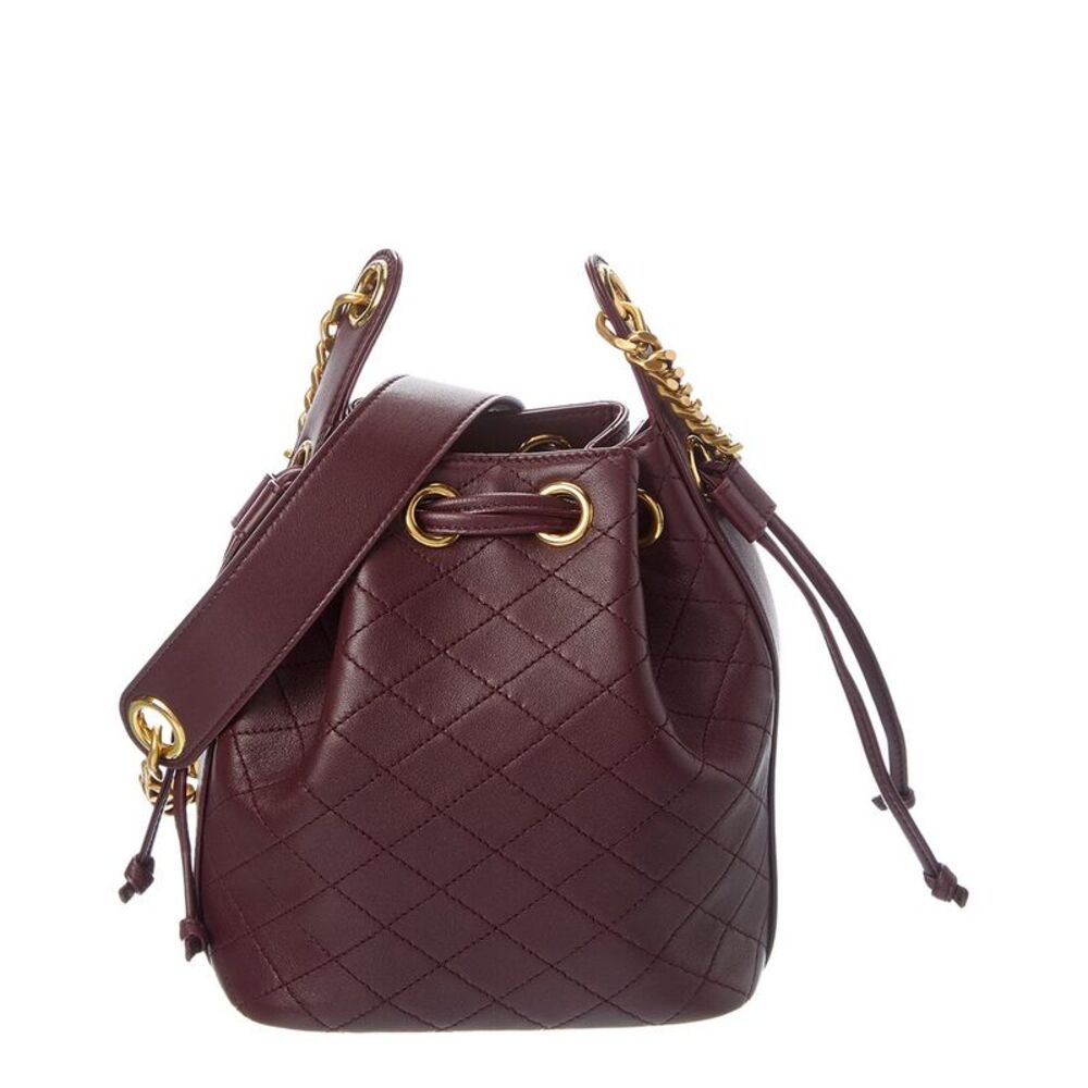 Saint Laurent Joe Mini Quilted Leather Bucket Bag, Red